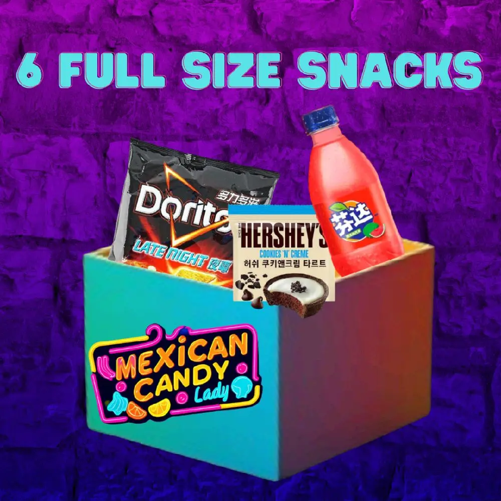 International SURPRISE Snack Box - 6 Full Size Snacks and Drinks - No Substitutions - International Chips, Drinks, Candy Food Fries - Sweet & Savory Multipack