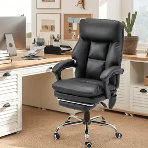 6-Point Vibration Massage Ergonomic Office Chair in Black - Height & Angle Adjustable Gaming Chair with Padded Armrests, 360° Swivel Rolling, Ideal for Office, Bedroom & Study