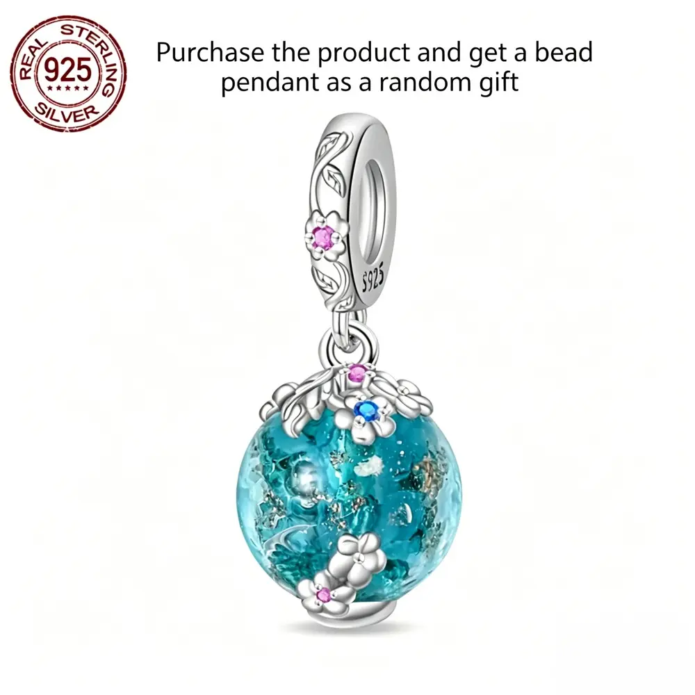 925 Sterling Silver Glow-in-the-Dark Flower Stamen Charm & Pendant - Minimalist, Sensitive Skin-Safe Fashion Accessory for Bracelets, Ideal Valentine’s Day Anniversary Gift for Adults (Standard Charms & Pendants), Female, Valentines Day, Birthday, No, Glo