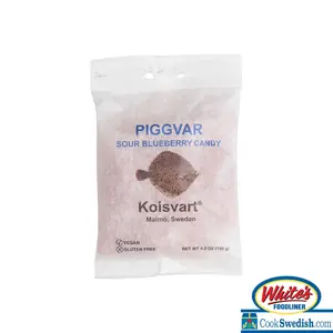 Kolsvart Piggvar Sour Blueberry Swedish Candy Fish, 4.2oz