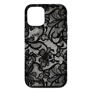 Black Lace Vintage Pattern Case, Phone Accessories, Cute Phone Case, Fashion Case, Perfect Gift for Her/Him, Phone Case for iPhone, Creative Dual Layer Case