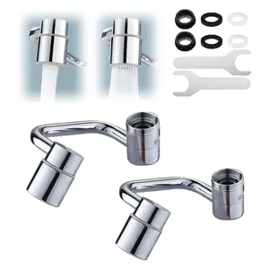 Rotatable Faucet Extender, 180° Rotating Faucet Extension, U-Shaped Bathroom Sink Kitchen Faucet Extender, Dual Mode Adjustable, Universal Thread (1/2 Pack), Plumbing Accessories, Bathroom Essentials Accessories