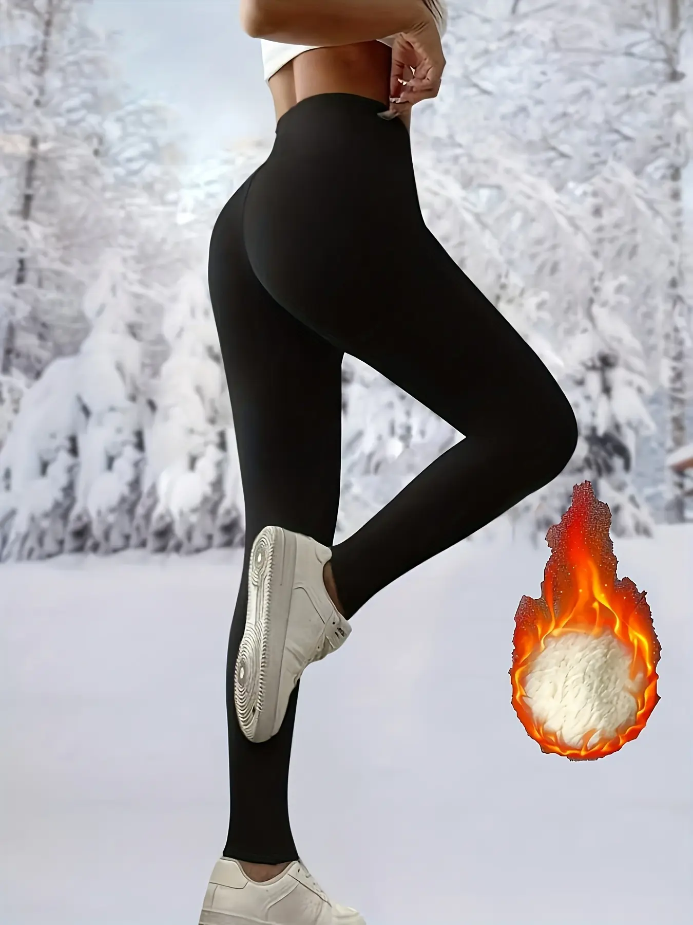 High waist soft exercise leggings plus velvet winter yoga pant fleece-lined high-waisted