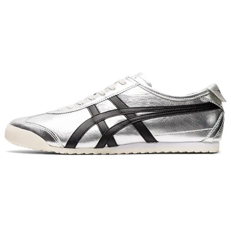 Onitsuka Tiger Mexico 66 Casual Wear Sneakers - Pure Silver Black, Lightweight, Breathable Mesh, Flexible Sole