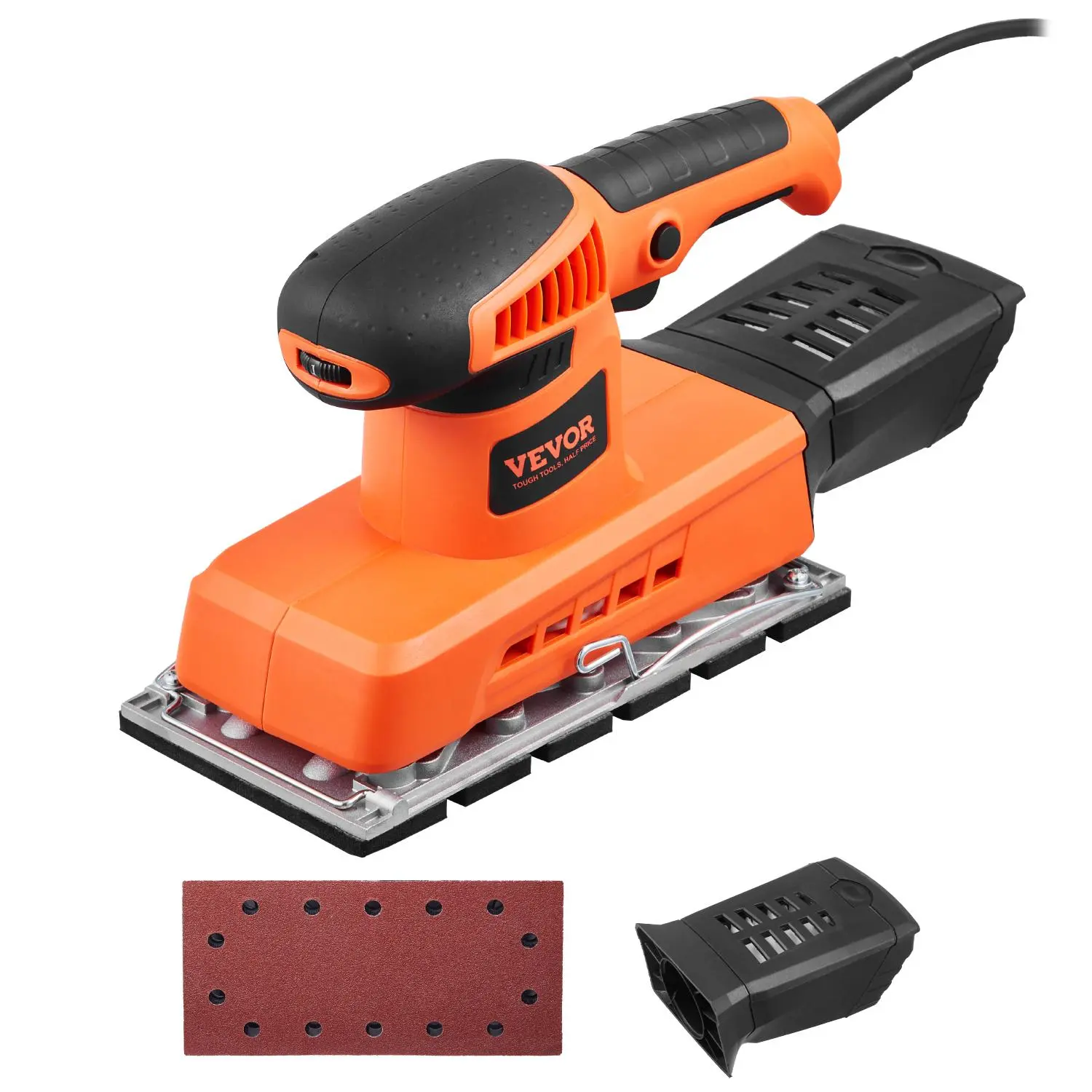 【Summerfinds】VEVOR 1/2 Sheet Random Orbital Polisher - 320W Max, 2.5A Motor, 12000 RPM, Aluminum & Rubber Components, Heavy Duty, Comfortable Operation, Durable Build, Dust Box, for Woodworkers' Wood Finishing, Power Tools & Hardware