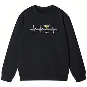 Cool Summer Long Sleeve Sweatshirt – Martini Heartbeat Design Perfect for Happy Hour and Brunch