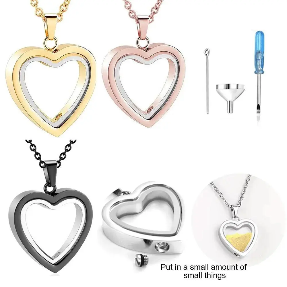 Stainless Steel Heart Cremation Necklace for Men & Women - Ashes Holder with Velvet Bag - Gift-Ready Design