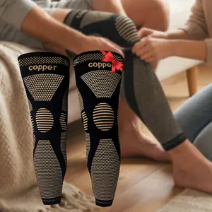 UGEM Full Leg Compression Copper Knee Sleeves Anti Slip Compression Stockings Support for Thigh Knee Calf Arthritis 20-30mmHg Reduce Varicose Veins Swelling for Men Women