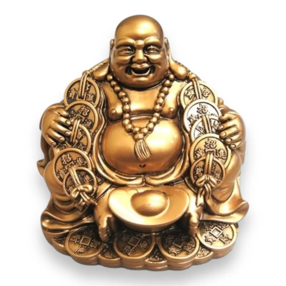 4 in Compact Religious Decoration Figurine Ornaments - Buddha with Children, Buddha with Chinese Coins, Symbolic Gift for Home Decor