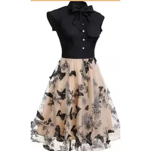 1950s Vintage Retro Swing Butterfly Patchwork Dress