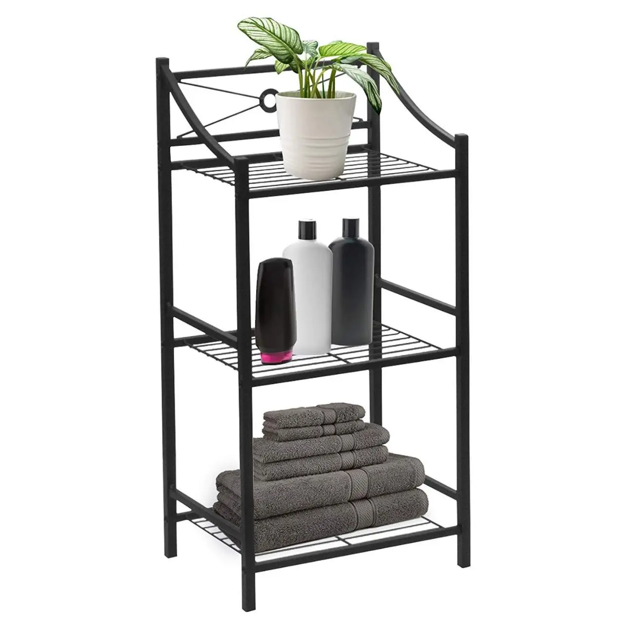 Sorbus 3-Tier Sturdy Steel Decorative Bathroom Shelf - Space-Saving Counter Organizer, 3-Tier Decorative Shelves for Household Corner Storage, Corner Organizer Racks