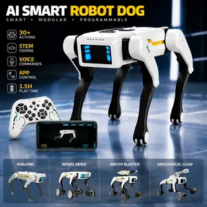 [Akeleo] 3-in-1 Remote Control Robot Dog Toy, Equipped with Detachable Claw and Cannon Accessories, Cool Appearance, Supports Music Playback, High-speed All-terrain, Controllable Stunt Robot Dog Pet, Companion Gifts Suitable for Children and Couples Combo