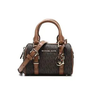 Michael Kors Bedford Mini Tote with Metal Logo Charm in Acorn Brown