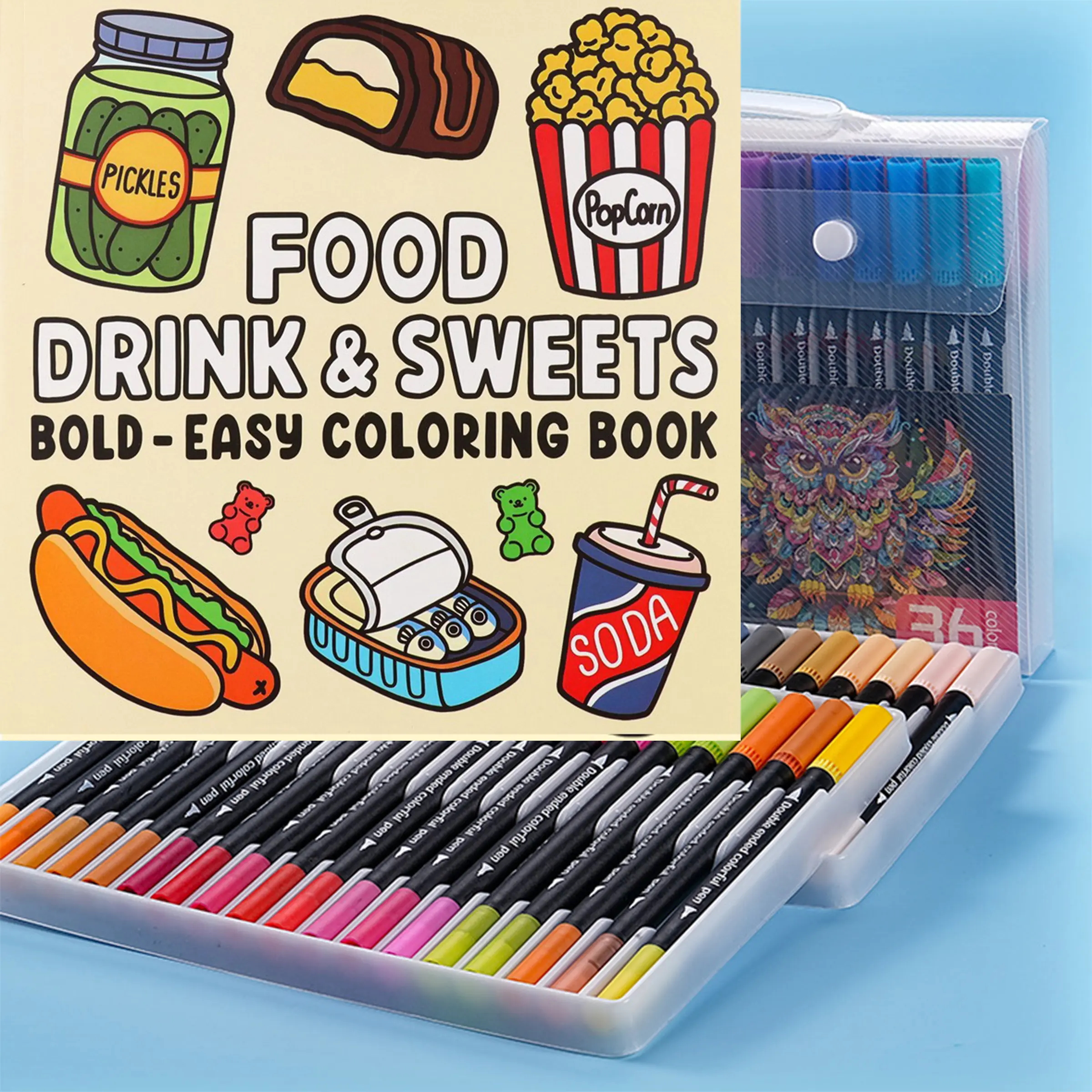 Relieve stress and relaxation art creative set, coloring book and 36-color pen set for adults and teenagers, Colored Markers Set, Coloring materials set, best gift, Arts and crafts supplies, DIY Craft Making, Art Supplies Kit