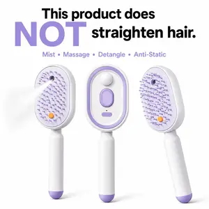 【Not straightened】Electric Spray Air Cushion Massage Comb,Self-Cleaning Anti-Tangle Hair Brush,Anti-Static Volumizing Scalp Massage Brush for Dry Frizzy Hair Care,No Essential Oil lncluded