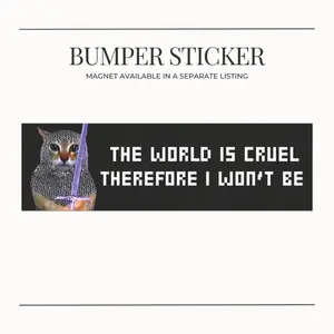 BUMPER STICKER Knight Warrior Medieval Cat Car Magnet: Funny Dark Fantasy Meme Humor Video Game Lover