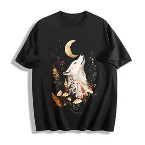 Women'S Autumn Clothing, Looking Up Noble Elegant White Fox Print Round Neck Short Sleeve T-Shirt, Comfortable Soft Fashion Elegant Vintage Casual Versatile Spring Summer Autumn Winter Athletic Style Top Available in S-XXL