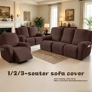 Stretch Recliner Sofa Covers, 1/2/3-Seater Couch Covers with Storage Pockets, Washable Lazy Boy Recliner Slipcovers, Pet-Friendly Furniture Protectors Polyester Fabric