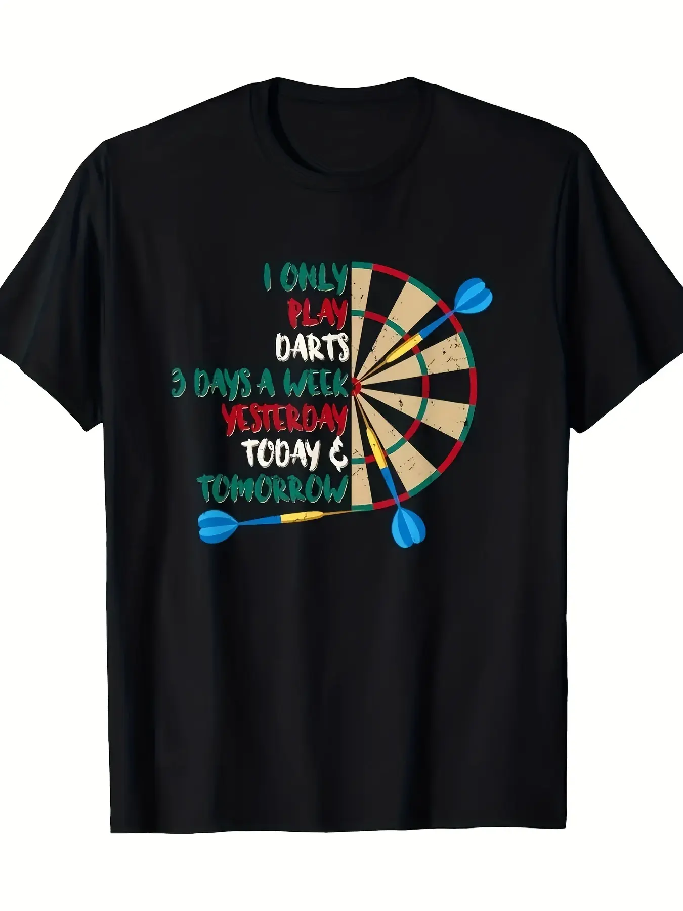 Men's Stylized Darts 180 Dart Board Shirt - Comfortable 220g Solid Shortsleeve Casual Top for Travel, Cotton, Fade-Resistant, Round Neck, Bf, Outfits, Graphic Print, 2Xl, 3Xl, 5Xl, 4Xl, Classic, Fabric