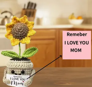 Handmade Crocheted Sunflower Mini Plush Charm - Soft Home Decor, Love-Filled Greeting Gift, Ideal Mother's Day Present for Mom from Child
