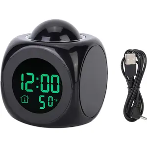 Multifunctional Projection Alarm Clock LCD Clock with Temperature Display Time Dual Alarm Snooze Function Backlight,USB or Battery Powered