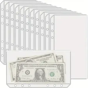 10 Piece Set Zipperless Binder Pockets, Budget Envelopes for Cash Systems, Transparent PVC Savings Challenge Envelopes, Wallet Organizer