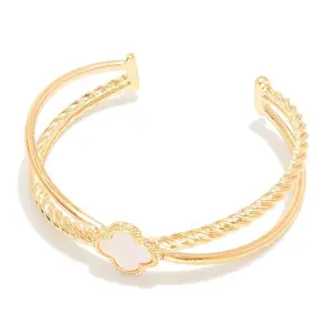 Pearlescent Clover Cuff Bracelet