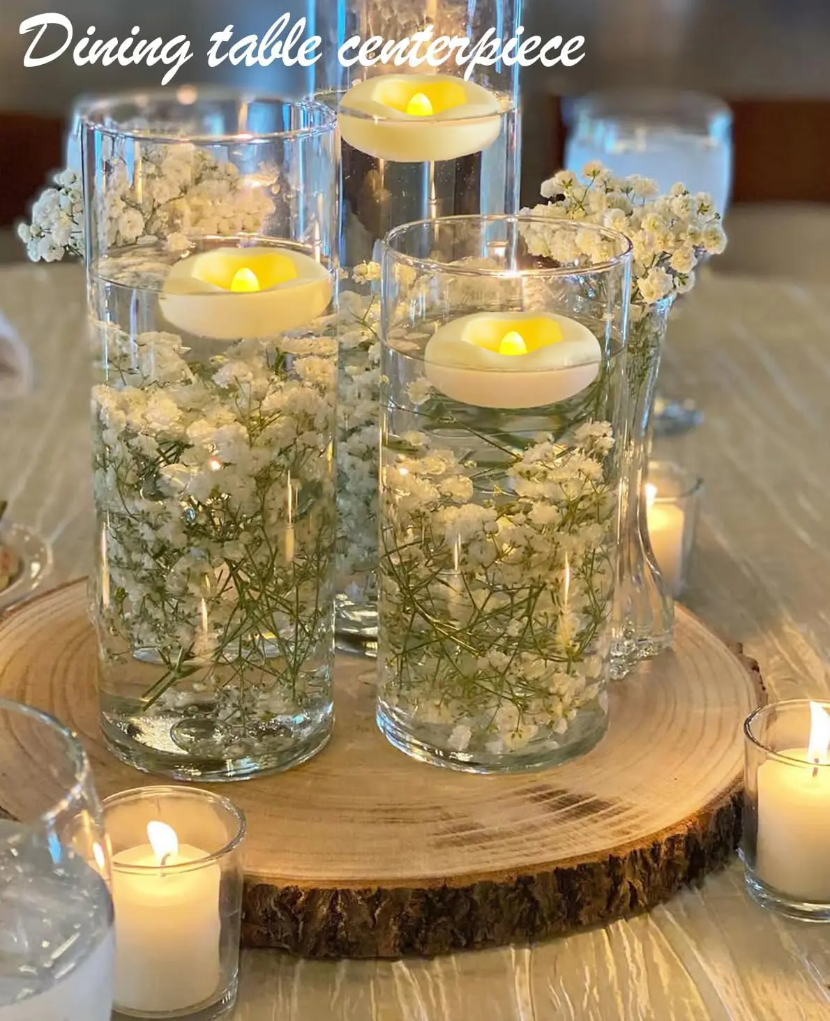 2.5 Inch White Unscented Bulk Floating LED Tealights, Auto-Illuminate On Water Contact, Waterproof Flameless Battery Candles, 200+ Hours Working Time, Ideal Ornament for Pool Parties, Wedding Centerpieces, Cylinder Vases and Indoor Table Home Decor