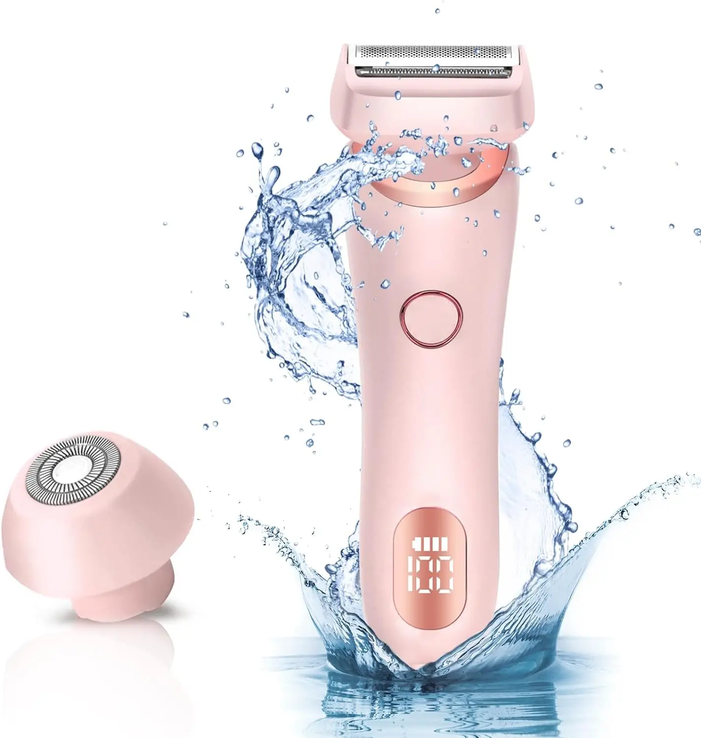 Women’s 2-in-1 Stainless Steel Rechargeable Battery Electric Trimmer & Epilator, USB Fast Charging Portable Face & Body Hair Removal Tool, Detachable Attachment, Wet/Dry Dual Use Facial Grooming Device, Pink