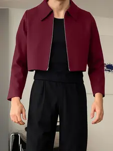 INCERUN Men's Fashion Business Casual Solid Color Zipper Long Sleeve Jacket, Casual Fitted Jackets, Stylish and Comfortable, Perfect for Daily Wear