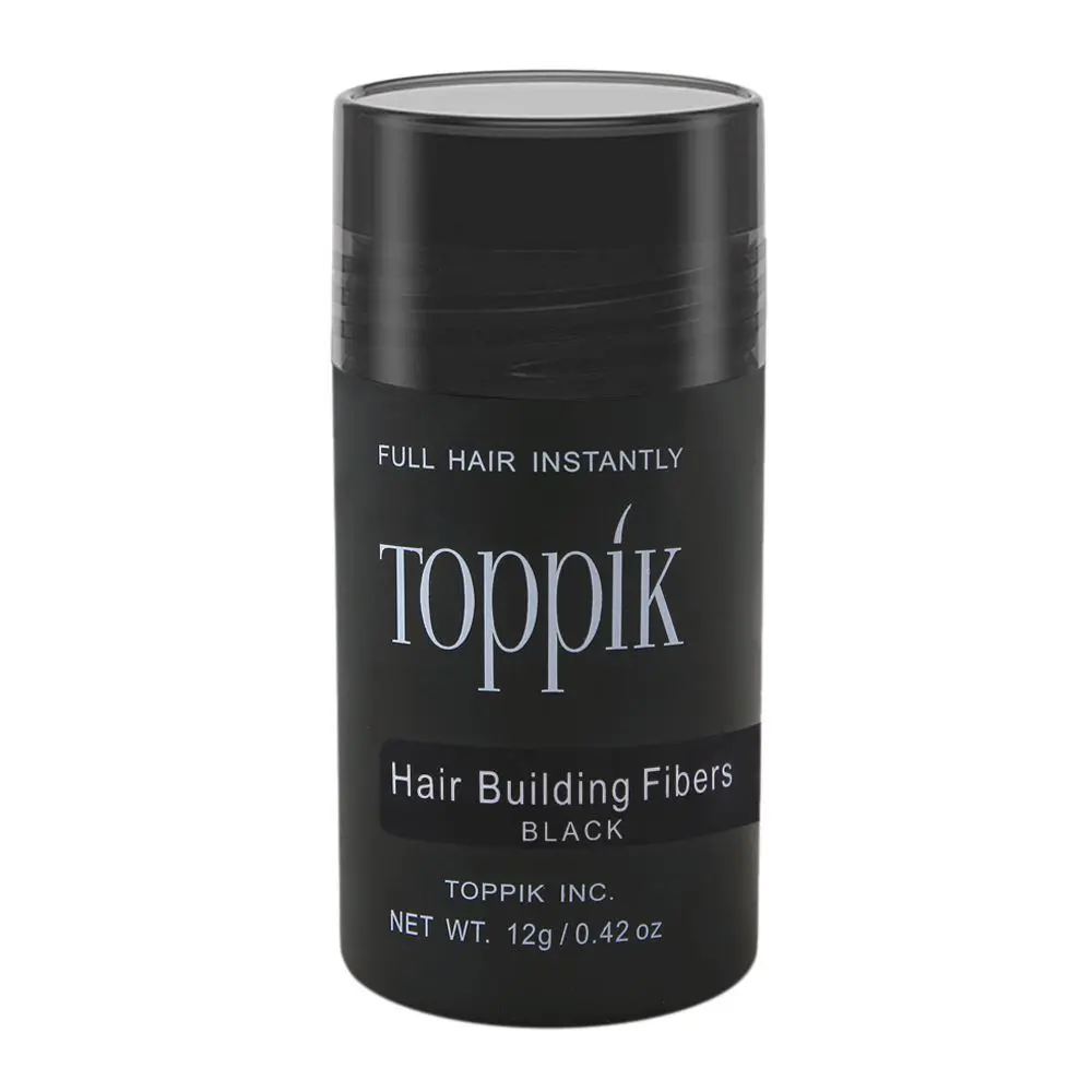 Toppik Keratin Hair Building Fibers for Thicker, Fuller Hair, Daily Haircare for Men and Women, Black, 12g (0.42 oz), Thicker Looking Hair