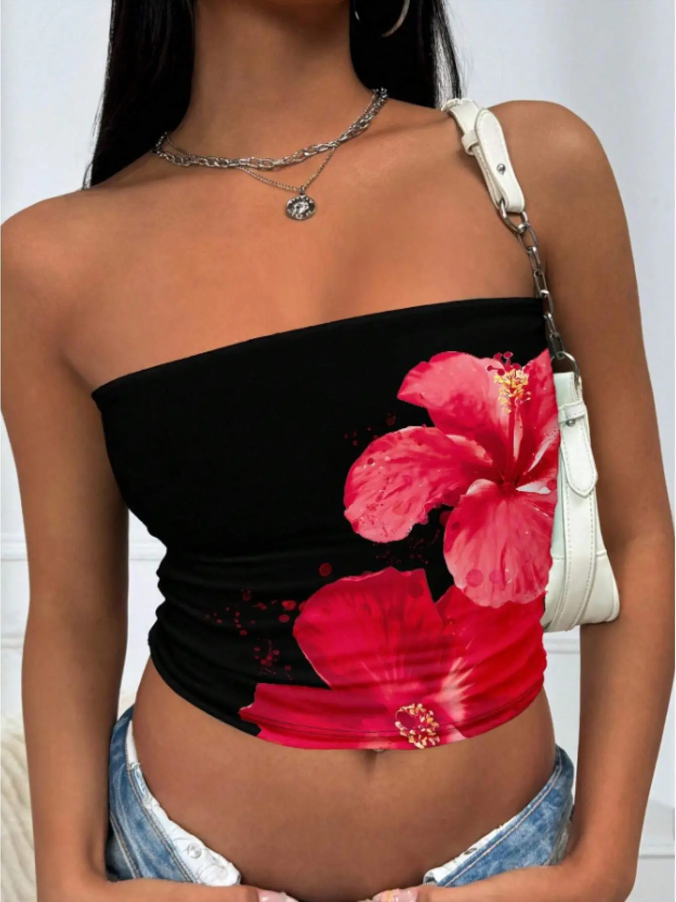 Women's Solid / Floral Print Tube Top, Casual Sleeveless Strapless Top for Daily Wear, Ladies Clothes for All Seasons, Bohemian Sleeveless Top, Boho Slight Stretch Sleeveless Top