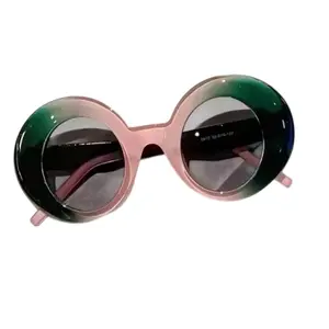 Pink and Green Round Fashion Vintage Sunglasses