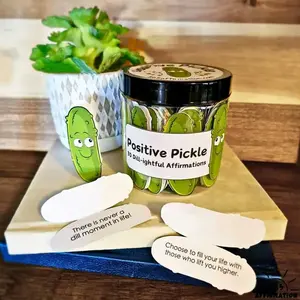 Positive Pickle Cards in Jar, 60 Sheets Mini Daily Affirmations for Family, Funny Pickle Gifts for Men Women, Creative Home Decor, Inspirational Prayer Jar for Hope, Thoughtful Sympathy Gift to Cheer Up Best Friend, Pickle Ornament