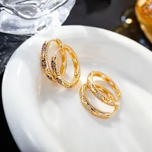 Women's Cubic Zirconia Inlaid Exquisite Earrings - Luxury Shine, Classic, Elegant, Versatile Artificial Gemstone Jewelry Accessories, Party-Ready for Weddings, Daily Wear