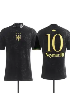 Neymar Jr Brazil National Team Soccer Jersey, Tropical Leaf Pattern, Neckline, Breathable Quick-Dry Material, for Brazilian Fans