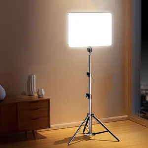 Portable Fill Light with Tripod Stand, Dimmable Video LED Lighting with Remote Control for Video Recording, Conference, YT TK Live Streaming, Phone Selfie Stick Camera Accessories Set