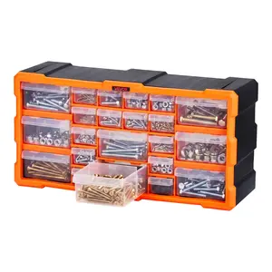 【DealsForYouDays】VEVOR 22-Drawer Storage Organizer, Plastic, Drawer Storage Cabinet for Garage Organization, Stackable Small Parts Organizer, Wall-Mounted Toolbox, for Hardware, Beads, Screws, Crafts, Building Bricks