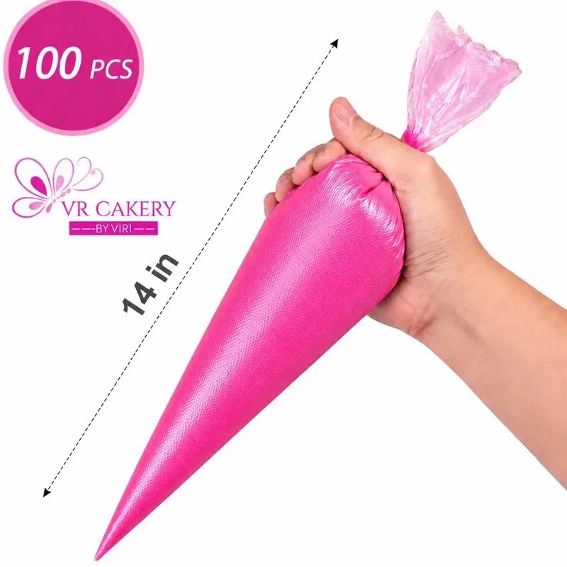 MASTER Brand Large 15''x13.7''x9.4'' Disposable Cream Pastry Bags for Baking Supplies - 100 Pack of Clear Plastic Icing Bags for Cake Decorating & Cupcake Decorating Tools