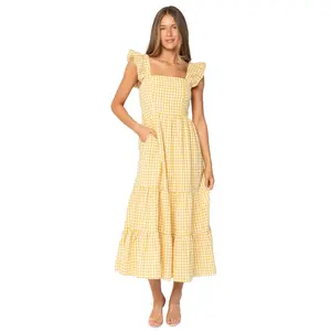 Campbell Gingham Maxi Dress | Yellow + White