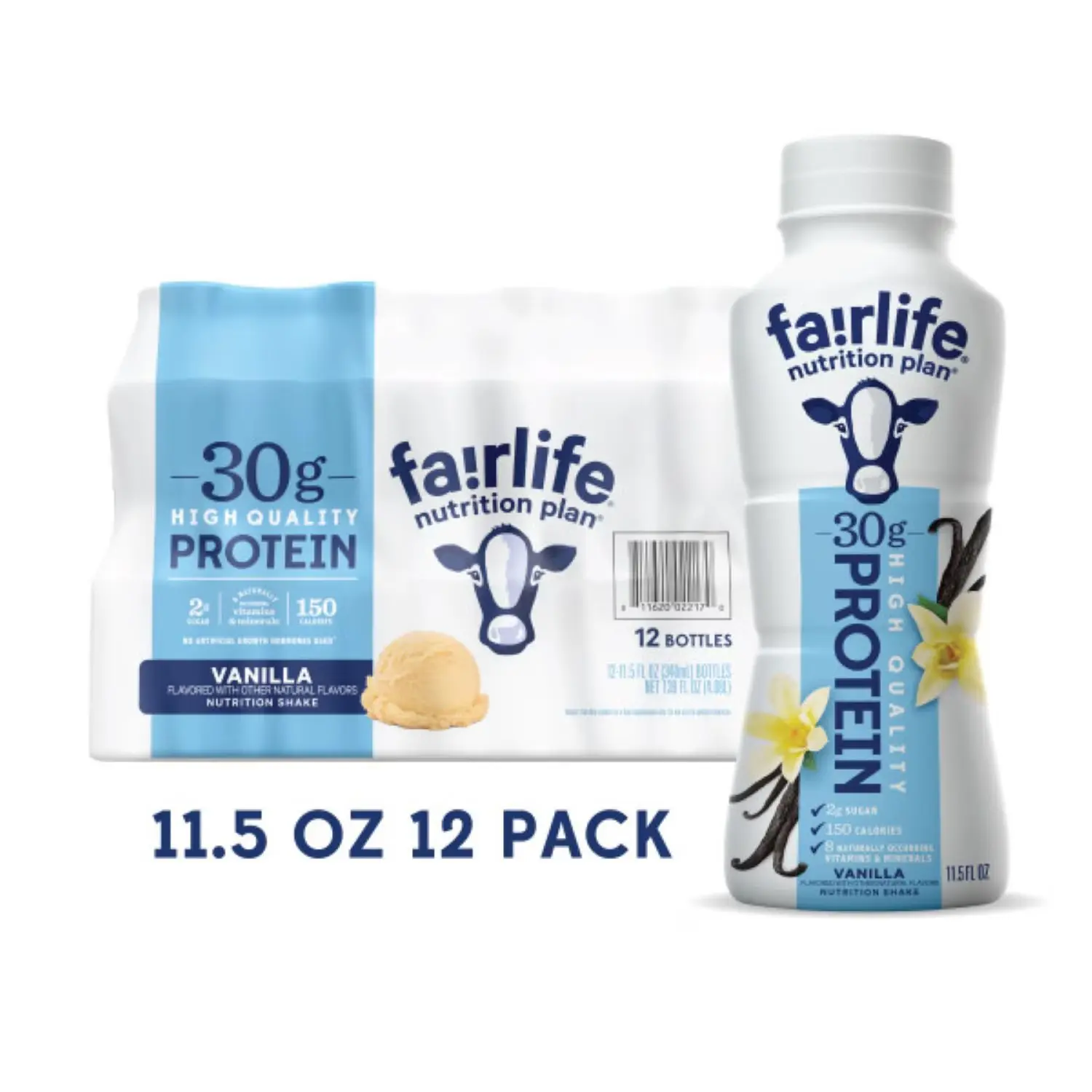 Fairlife Nutrition Plan High-Protein Beverage Shake, Vanilla Flavor, 30g Protein, 11.5 fl. oz., 12-Pack