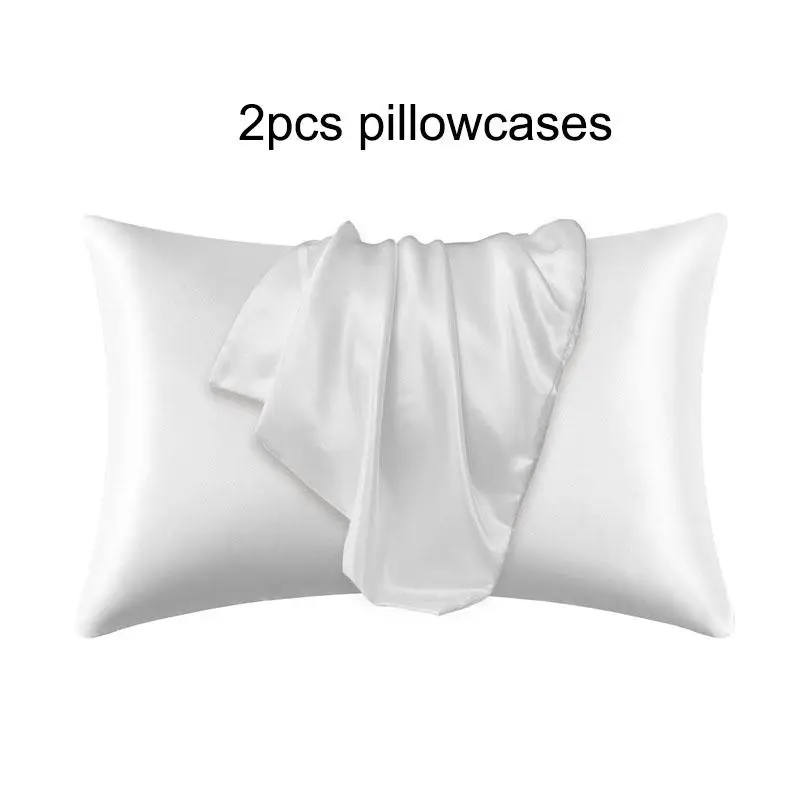 Solid Color Satin Pillowcase without Filler, 2 Counts Home Breathable Stretch Satin Pillow Cover, Home Decor, Soft Bedding Supplies for Home Bedroom,