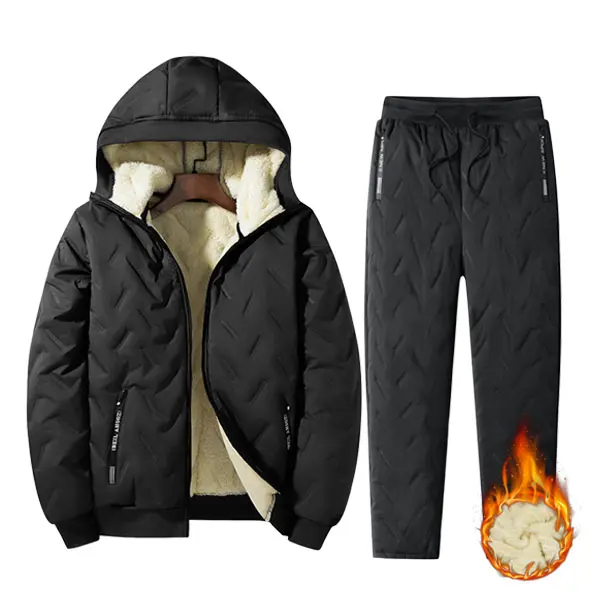 Men’s Autumn Winter Fleece Thickened Set - Multi-Pocket Design, Perfect for Daily Work Commute, Outdoor Leisure & Skiing Clothes Menswear men's 2 piece set Formal Beige men's sweatsuit set men sweatsuit set men 2 piece sets men's 2 piece set Long Sleeve