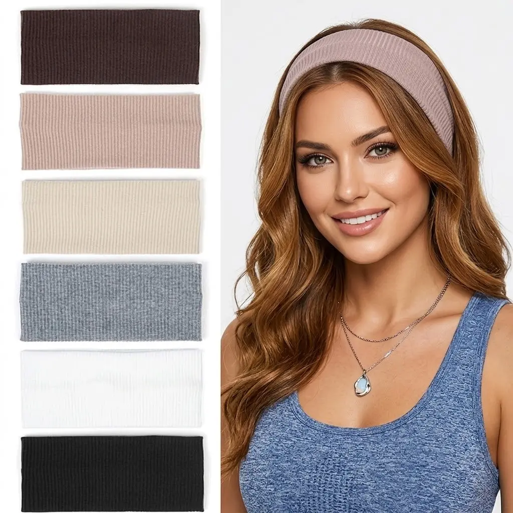 Solid Color Hair Bands (5 Piece), Elastic Headbands, Workout Hairband, Casual Sporty Hair Bands for Women & Girls, Minimalist Headwear Suitable for Sports, Fashion Hair Accessories for Party and Daily Outfits