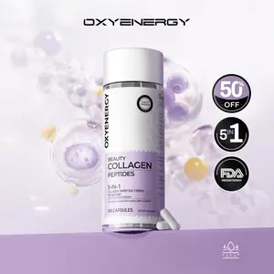 Oxyenergy Tri-Peptide Advanced Marine Collagen Capsules, 1100mg Per Serving, Rapid Absorption, 5-in-1 Formula for Skin,Hair&Nails,180 Capsules/Bottle