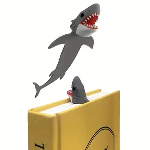 Creative Three Dimensional Cartoon Shark Design Bookmark, 1 Piece Reading Marker Label for Students, Stationery Supplies for Students School Home Office, Book Accessories
