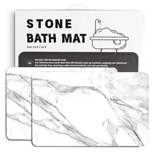 FAREST Stone Bath Mat - Diatomaceous Earth Bath Mat, Fast-Drying Stone Drying Mat, Super Absorbent Diatomite Mats for Bathroom, Dish Drying, Bathtub