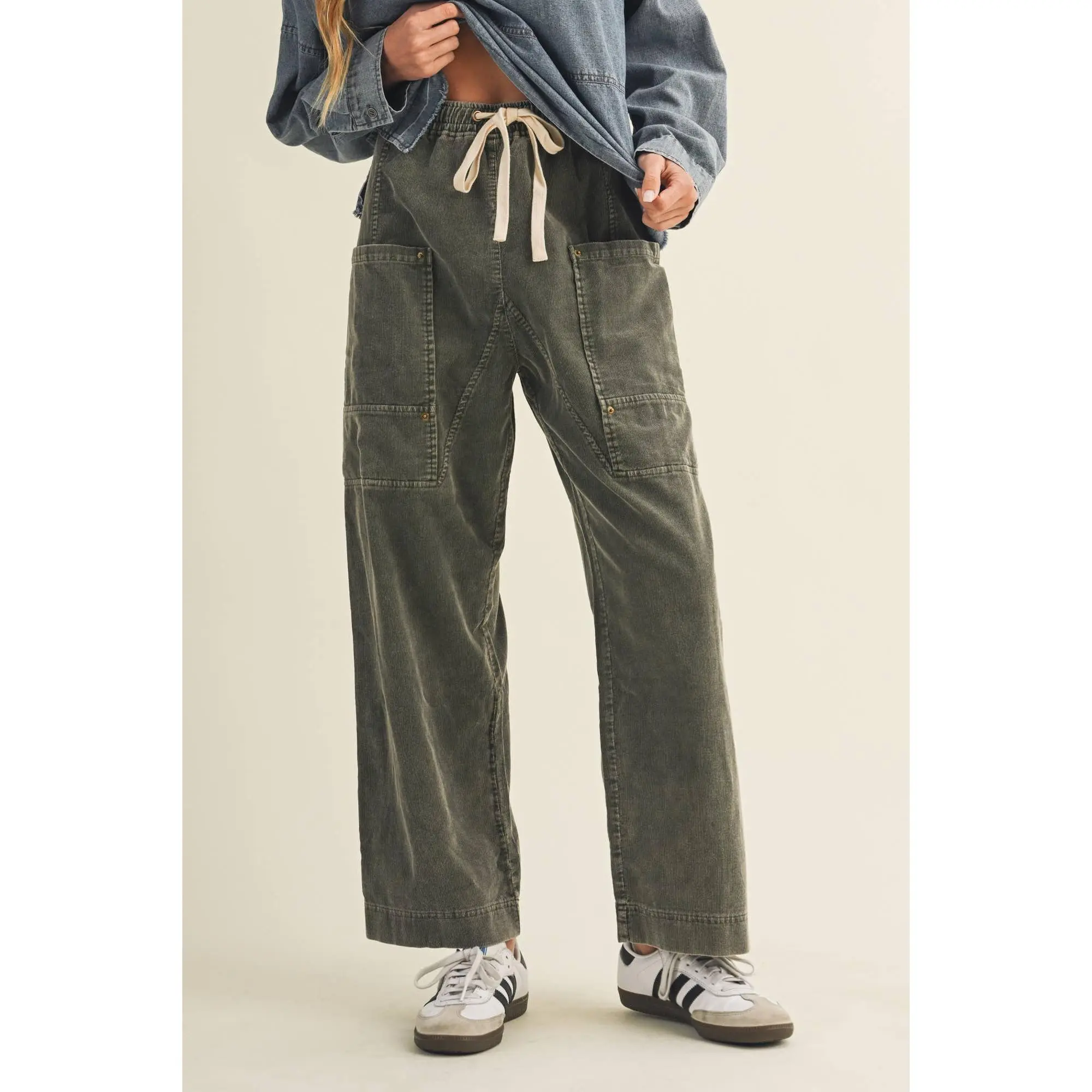 Wide-Leg Garment-Dyed Utility Trousers