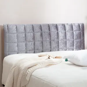 Headboard Cover Bed- Thickened Soft Stretch Slipcover Flannel Fabric, Elastic Bottom Hold & Side Pockets, Dust-Proof Protector for Upholstered Bed (59 * 28inch, Dark Gray)