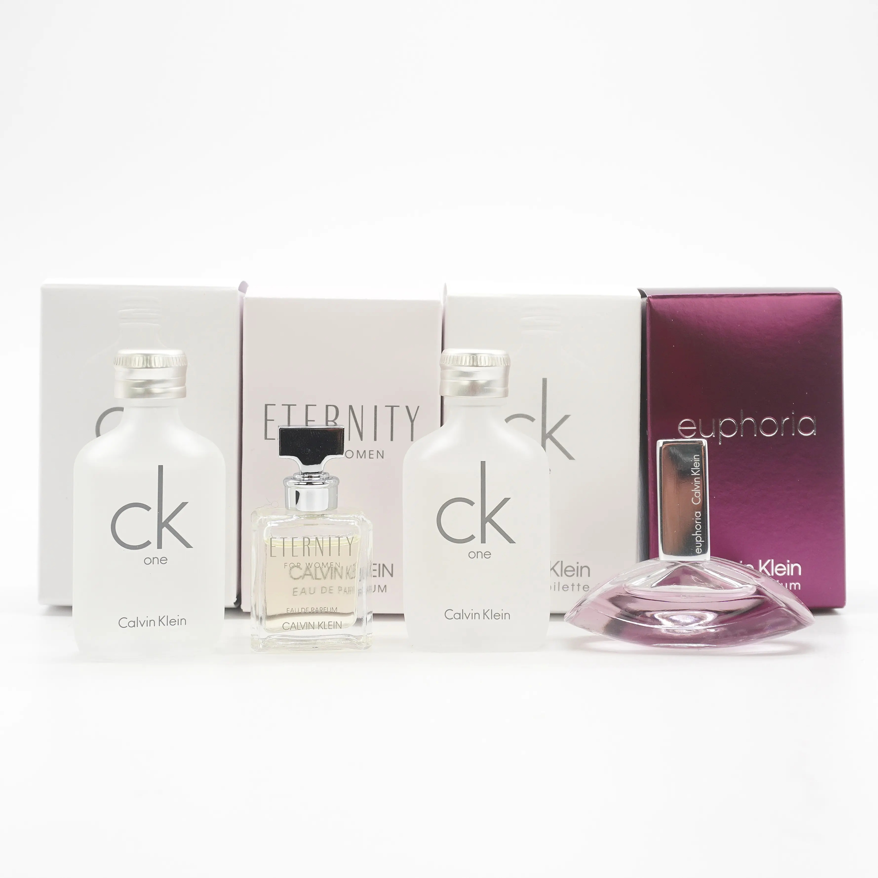 Calvin Klein Ladies Fresh Mini Fragrance Gift Set for Women - 39ml Total, Women's Eternity EDP (5ml), Euphoria EDP (4ml), 2x CK 1 EDT (10ml), Gift Sets For Women